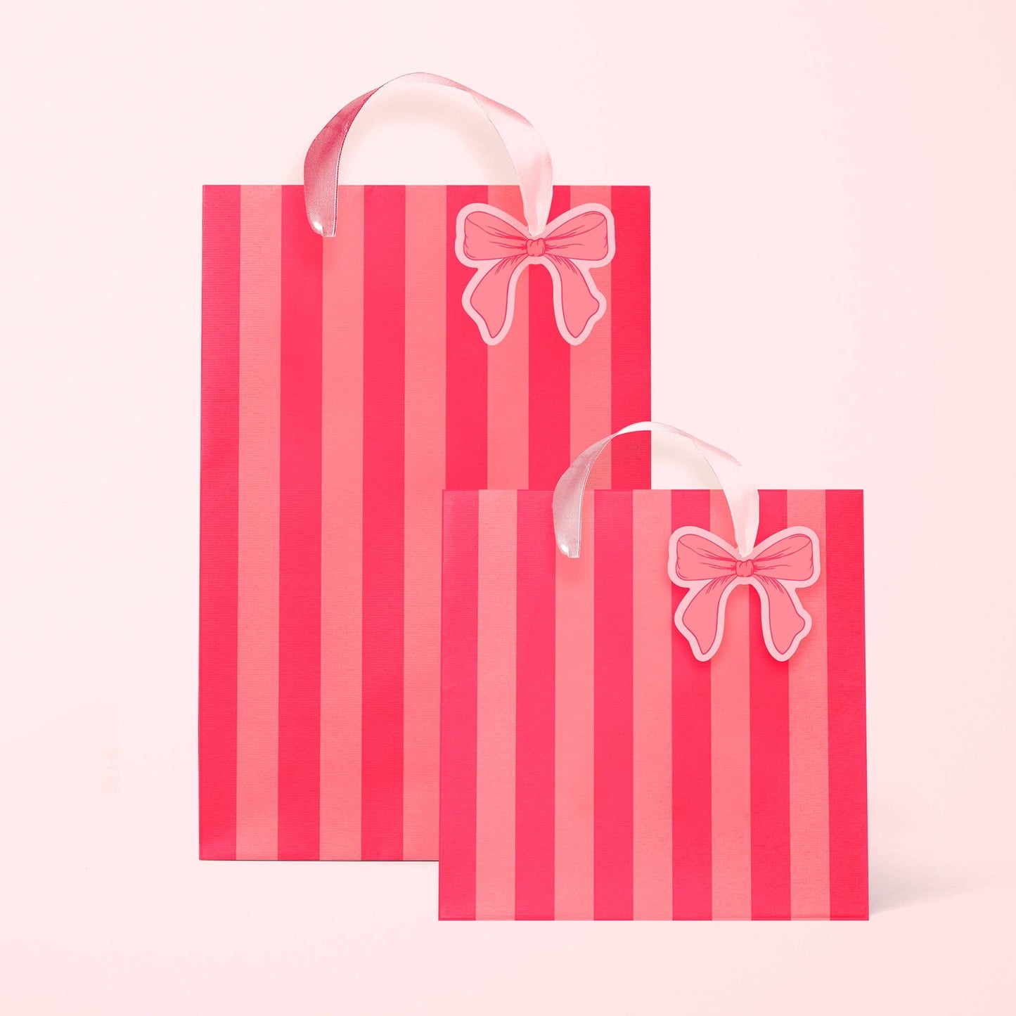 Bow and Stripes Gift Bag | Coral: S