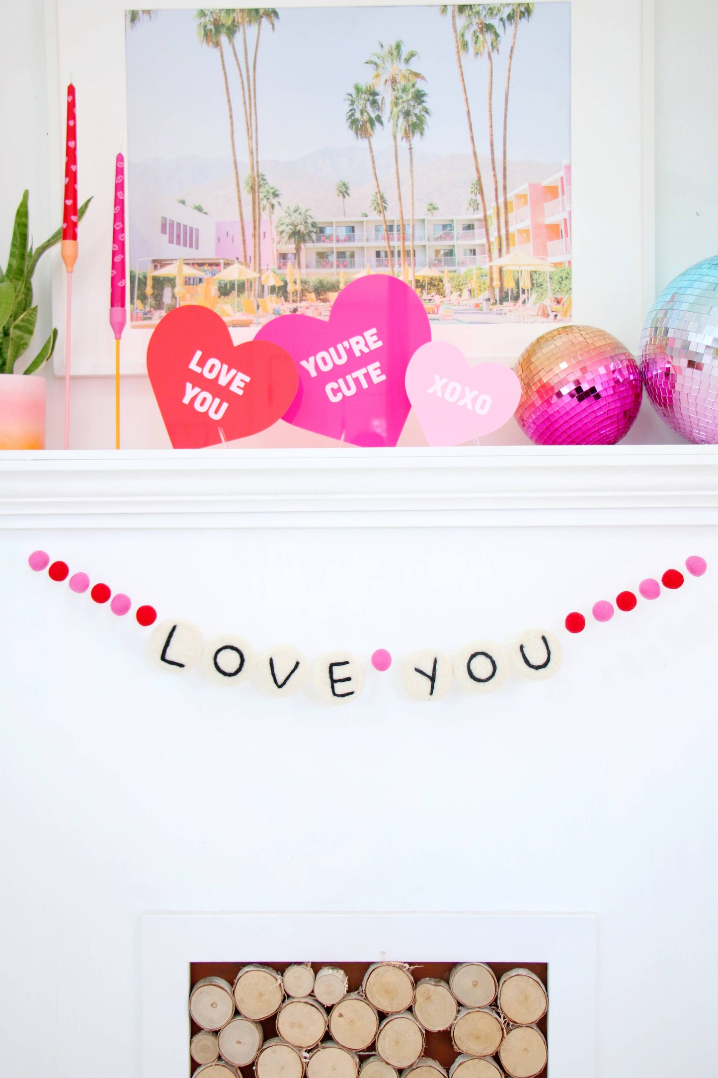 Love you giant friendship bracelet Felt garland
