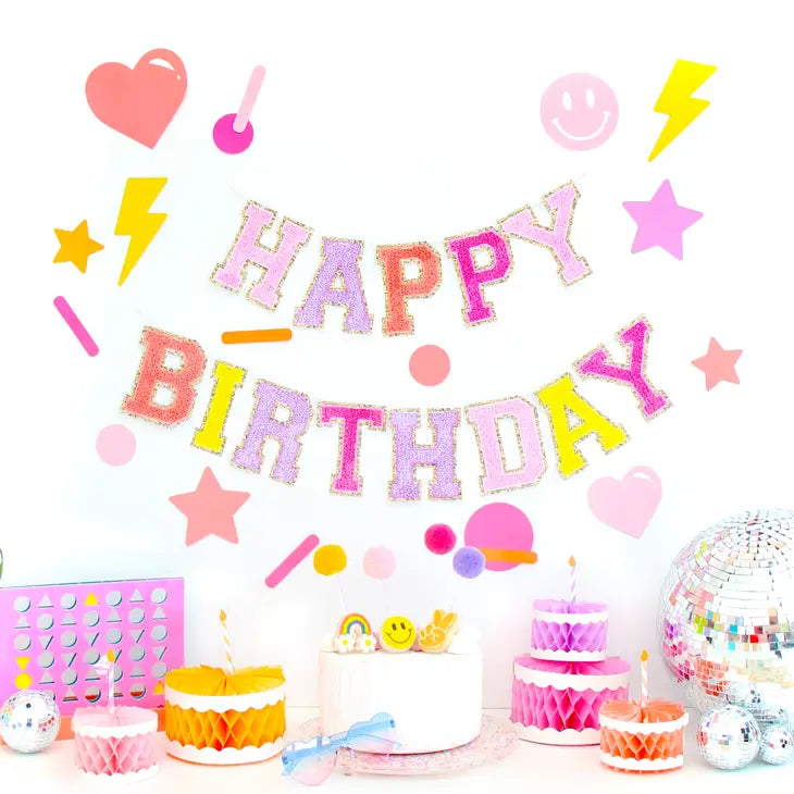 Custom Letter Garland Kit -Pink/Yellow/Purple Set - Varsity