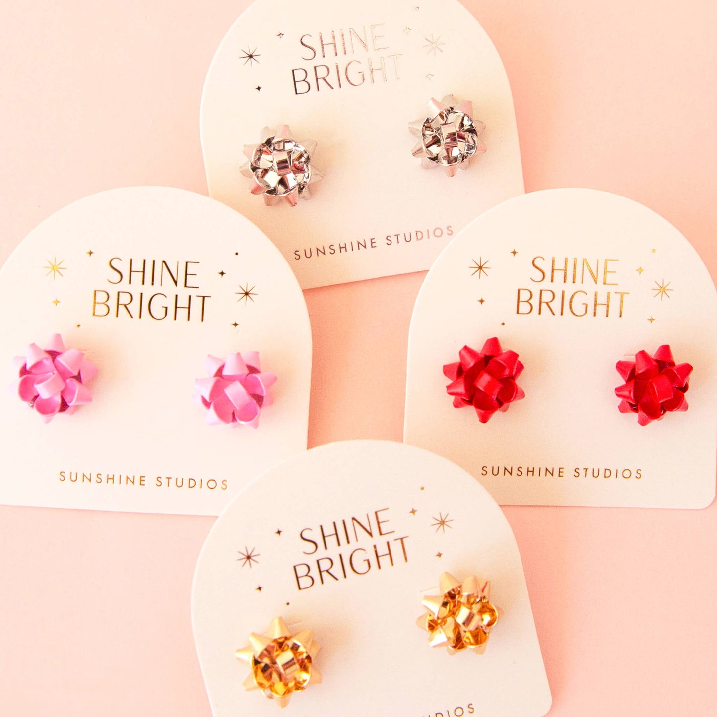 Holiday Bow Earrings | Single | Pink