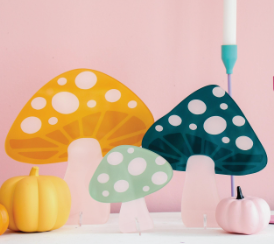 Blue and Orange Acrylic Mushroom Set