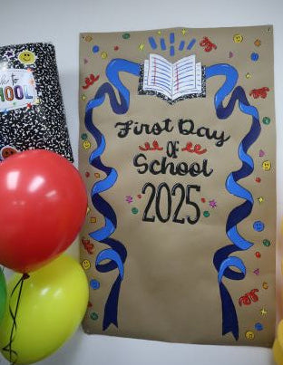 Back to School Painted Composition Notebook Banner + Helium Bouquet (Available as a Set or Individually)