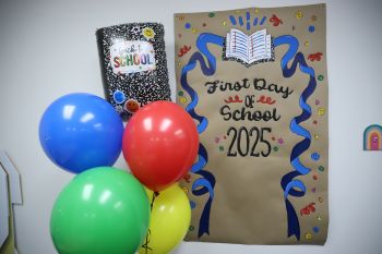 Back to School Painted Composition Notebook Banner + Helium Bouquet (Available as a Set or Individually)