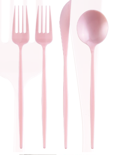 Modern Design Disposable Flatware Set (80 Pc) Pink Opulence