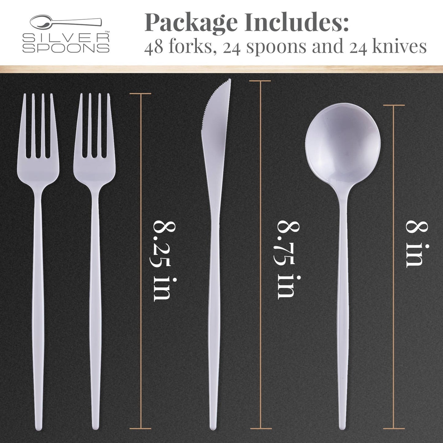 Modern Design Disposable Flatware Set (96 Pc) Pearl Opulence