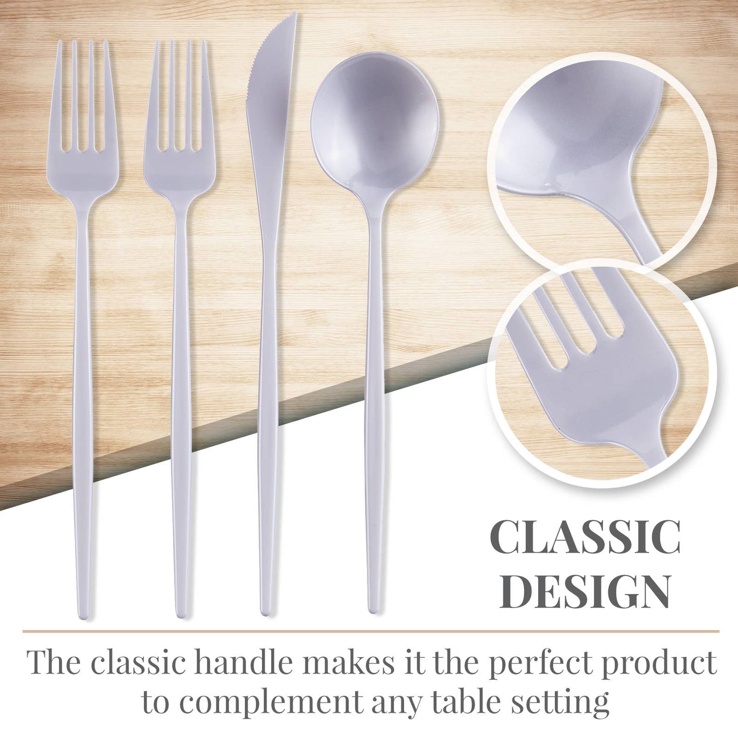 Modern Design Disposable Flatware Set (96 Pc) Pearl Opulence