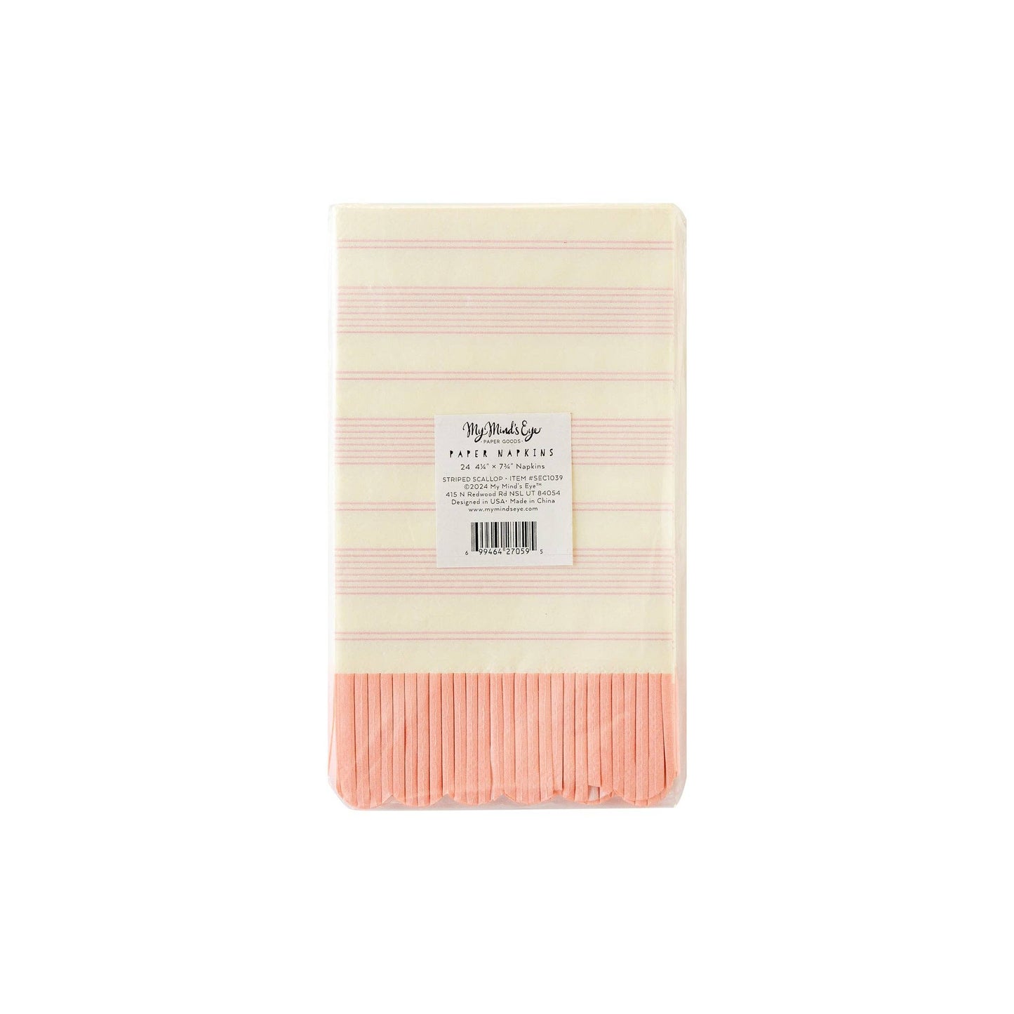 Pink Striped Fringed Guest Napkin