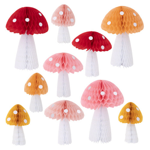 Honeycomb Mushroom Decorations (x 10)