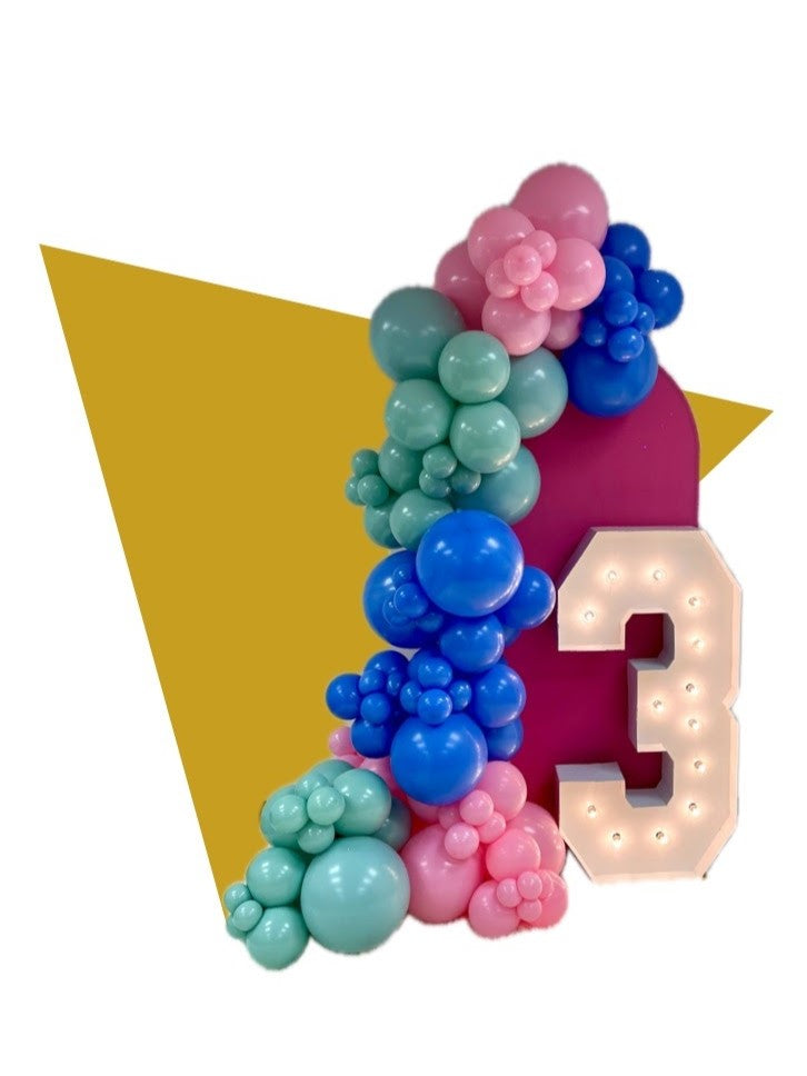 Single Panel Backdrop with Balloon Garland + Alpha-Lit Single Digit