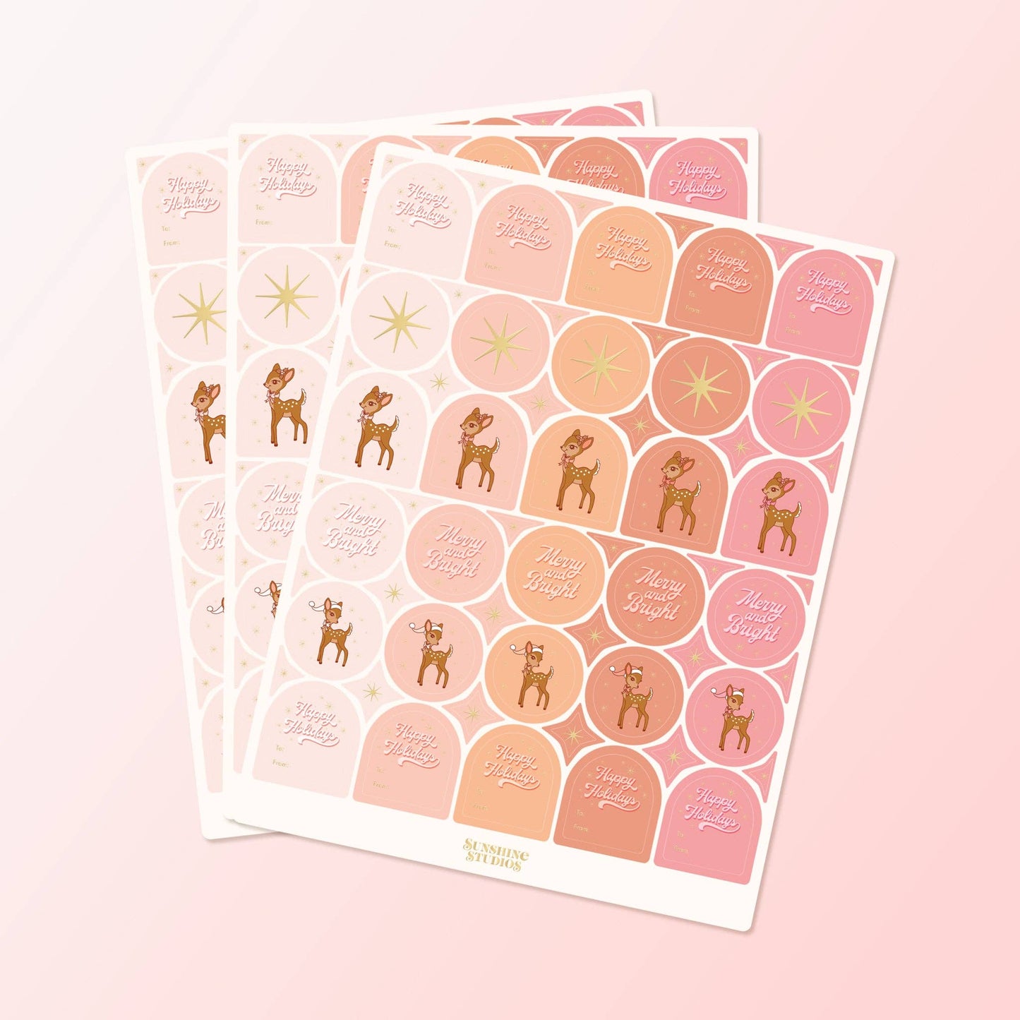 Gift Labels | Holiday Retro Deer Gold Foil