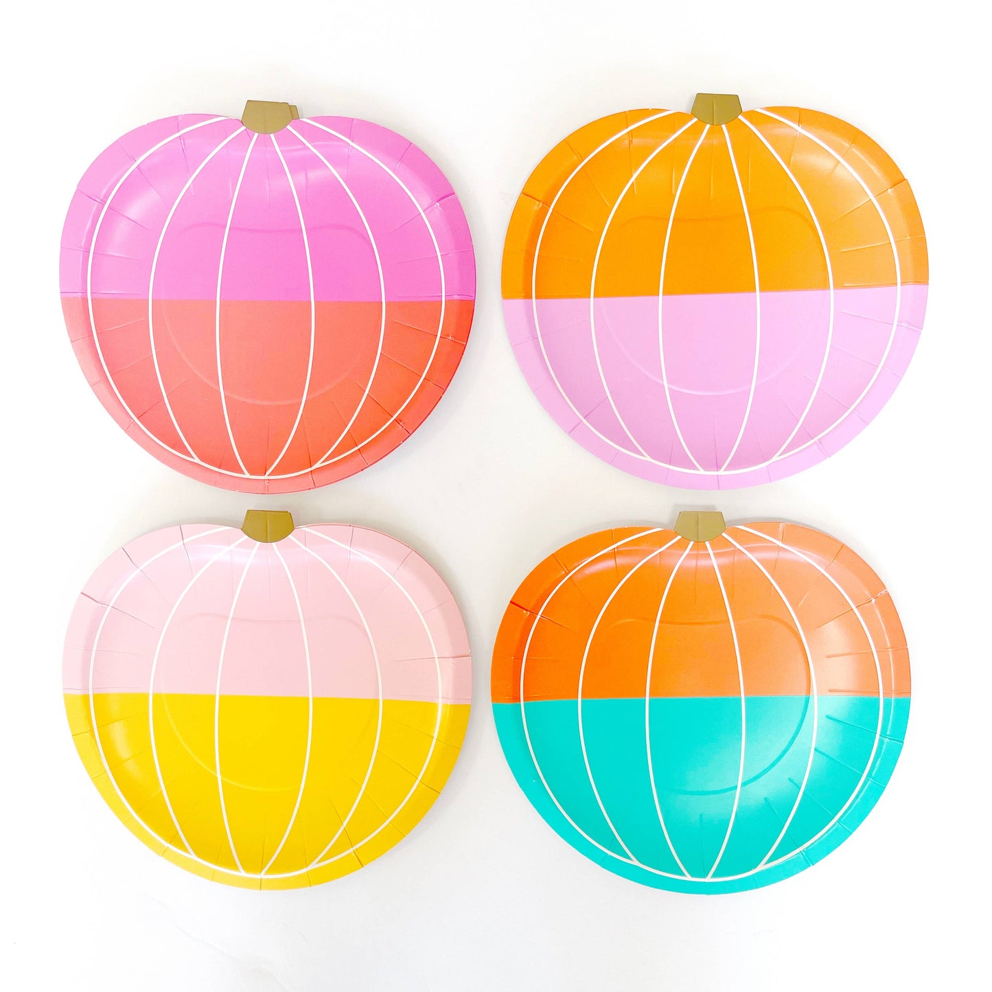 Color blocked Pumpkins Paper Plates