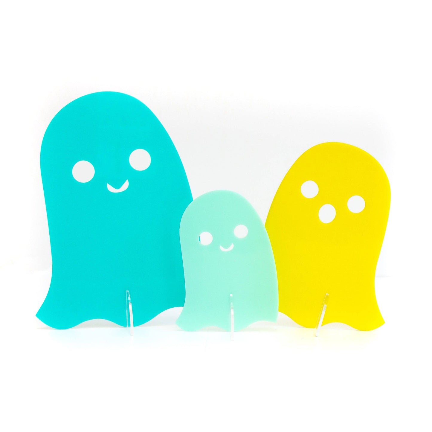 Turquoise and Lemon Acrylic Ghost set of 3