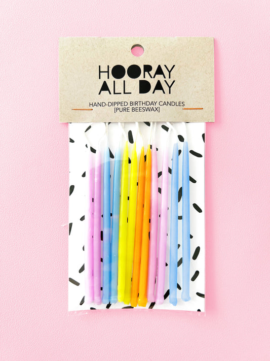 100% Beeswax Hand-Dipped Birthday Candles - Pastels