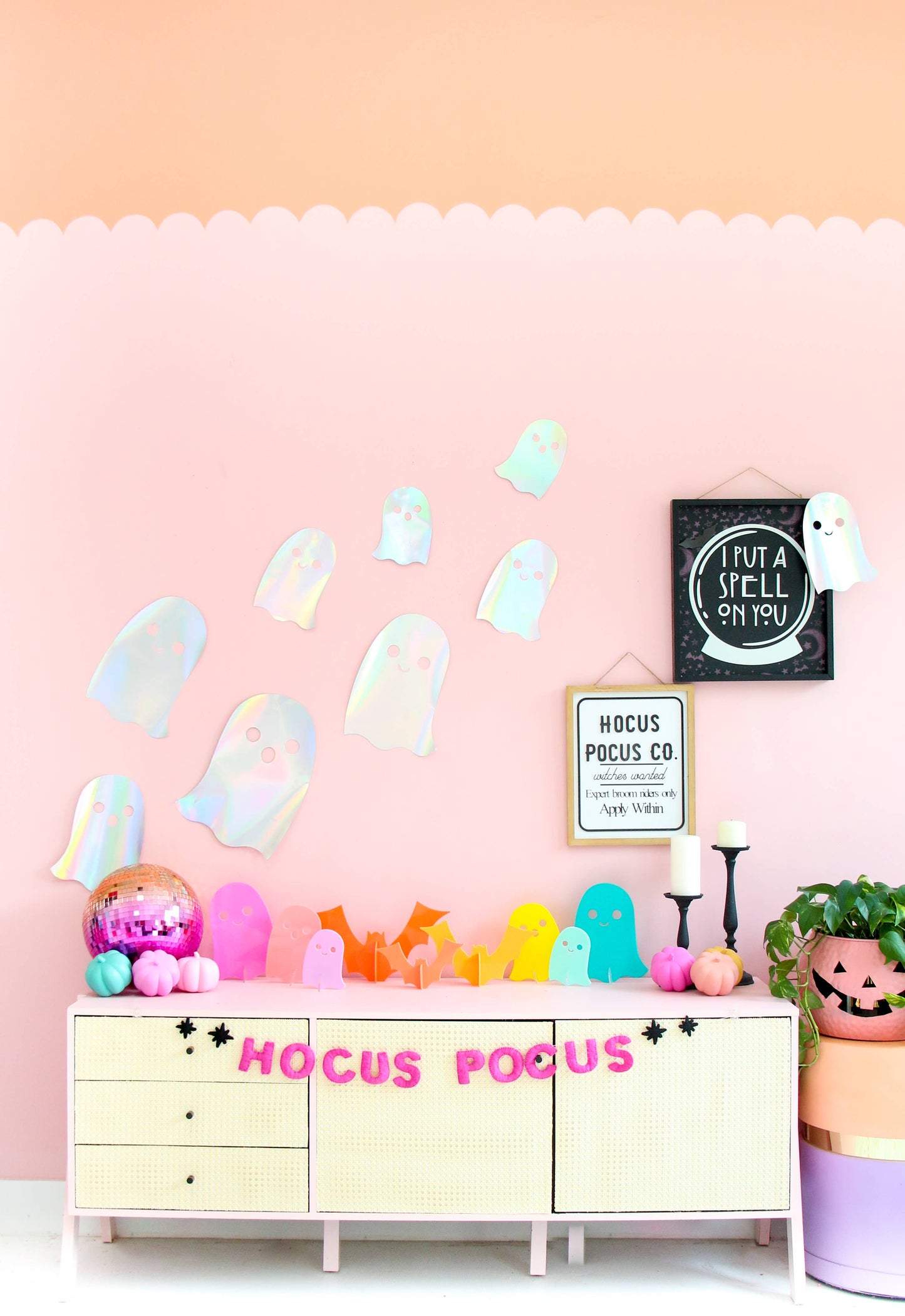 Iridescent Paper Ghosts Hallowen Decorations