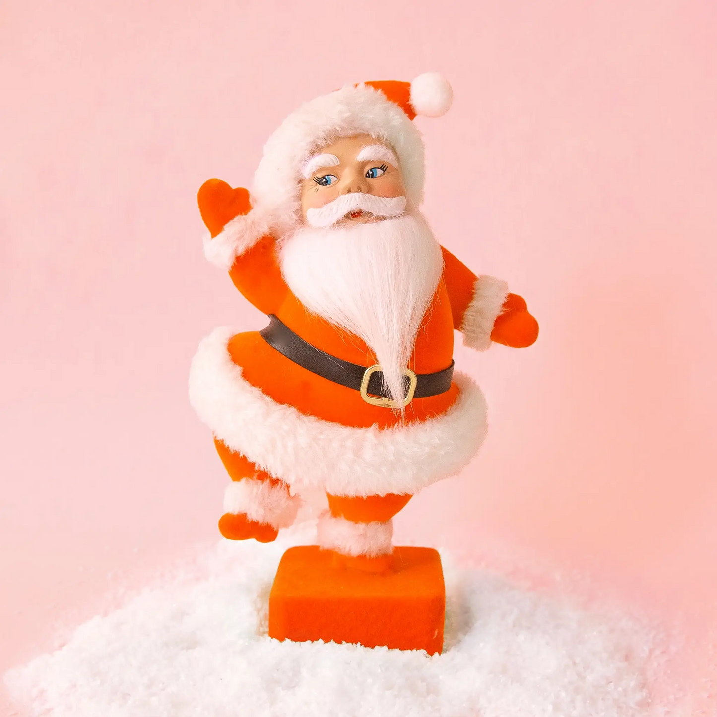Retro Flocked Dancing Santa | Electric Red