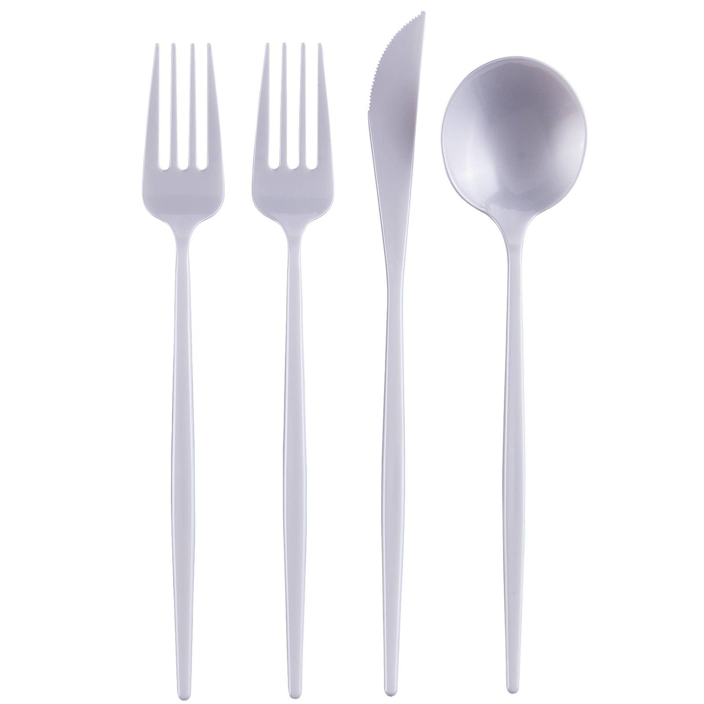 Modern Design Disposable Flatware Set (96 Pc) Pearl Opulence