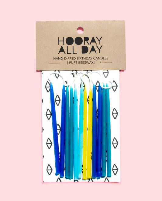 100% Beeswax Hand-Dipped Birthday Candles - Blue