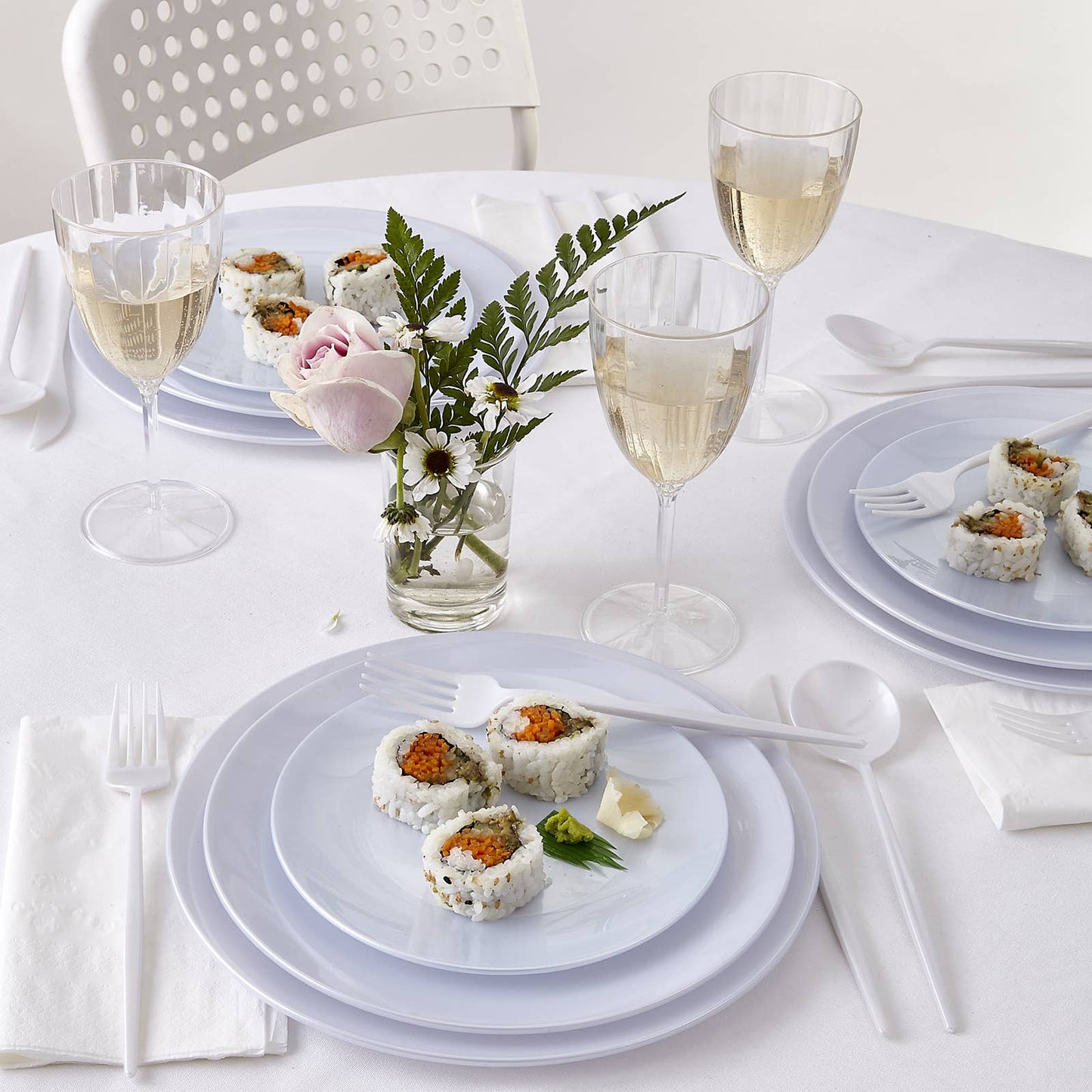 Party Disposable Dinnerware Set, Opulence, 20 Servings White