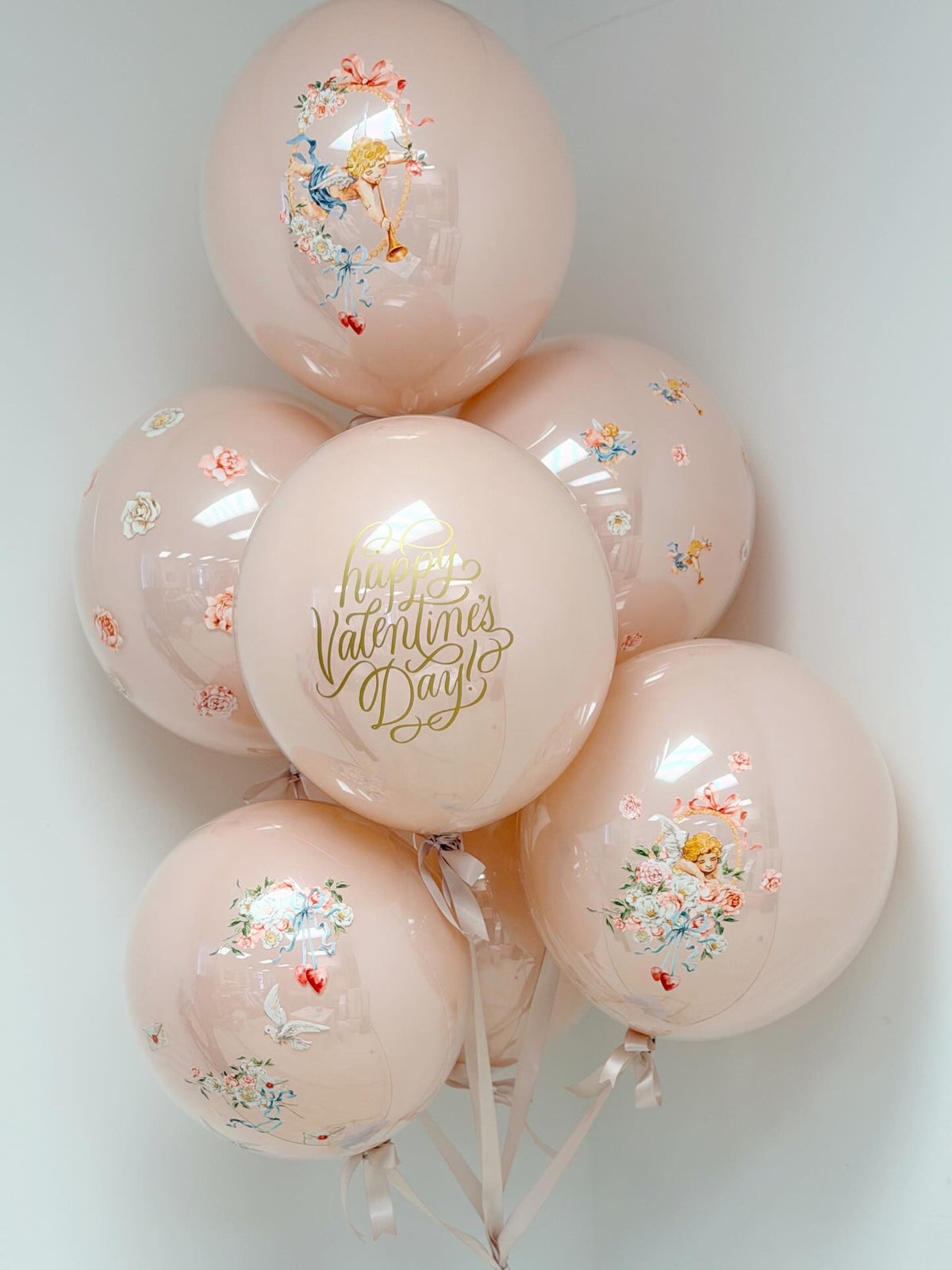 17" Helium "Glass" Balloons | Bouquet of 7 with custom decal accents