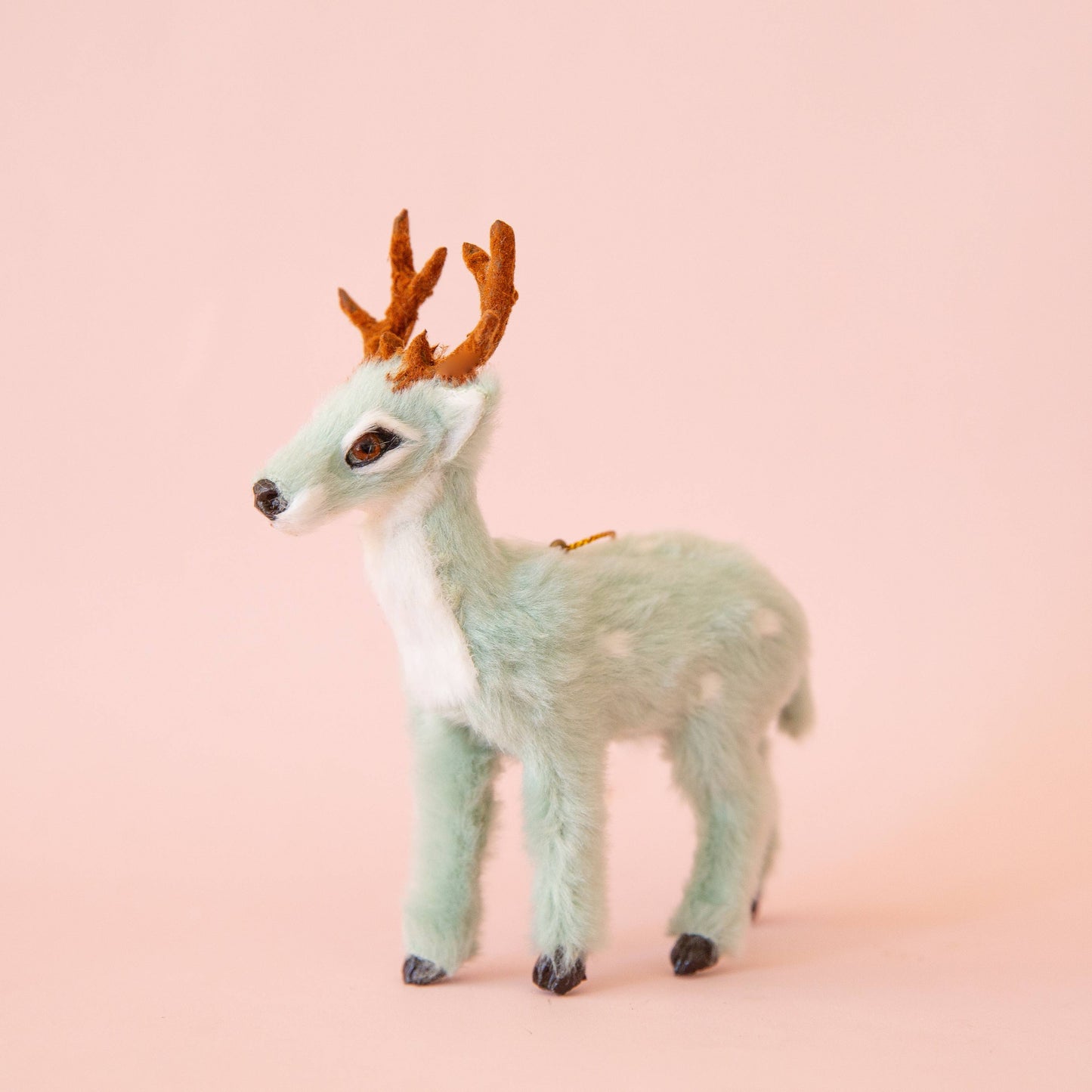 Fur Reindeer Ornament - Mint: Doe