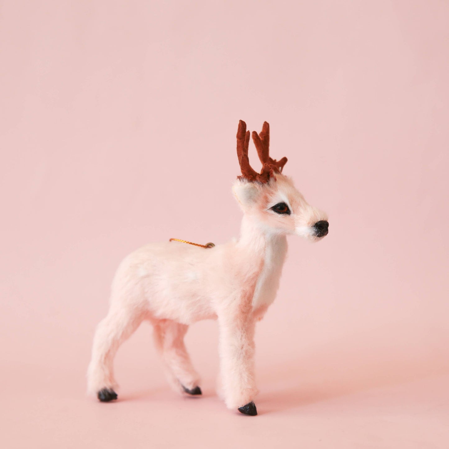 Fur Reindeer Ornament- Peach: Buck