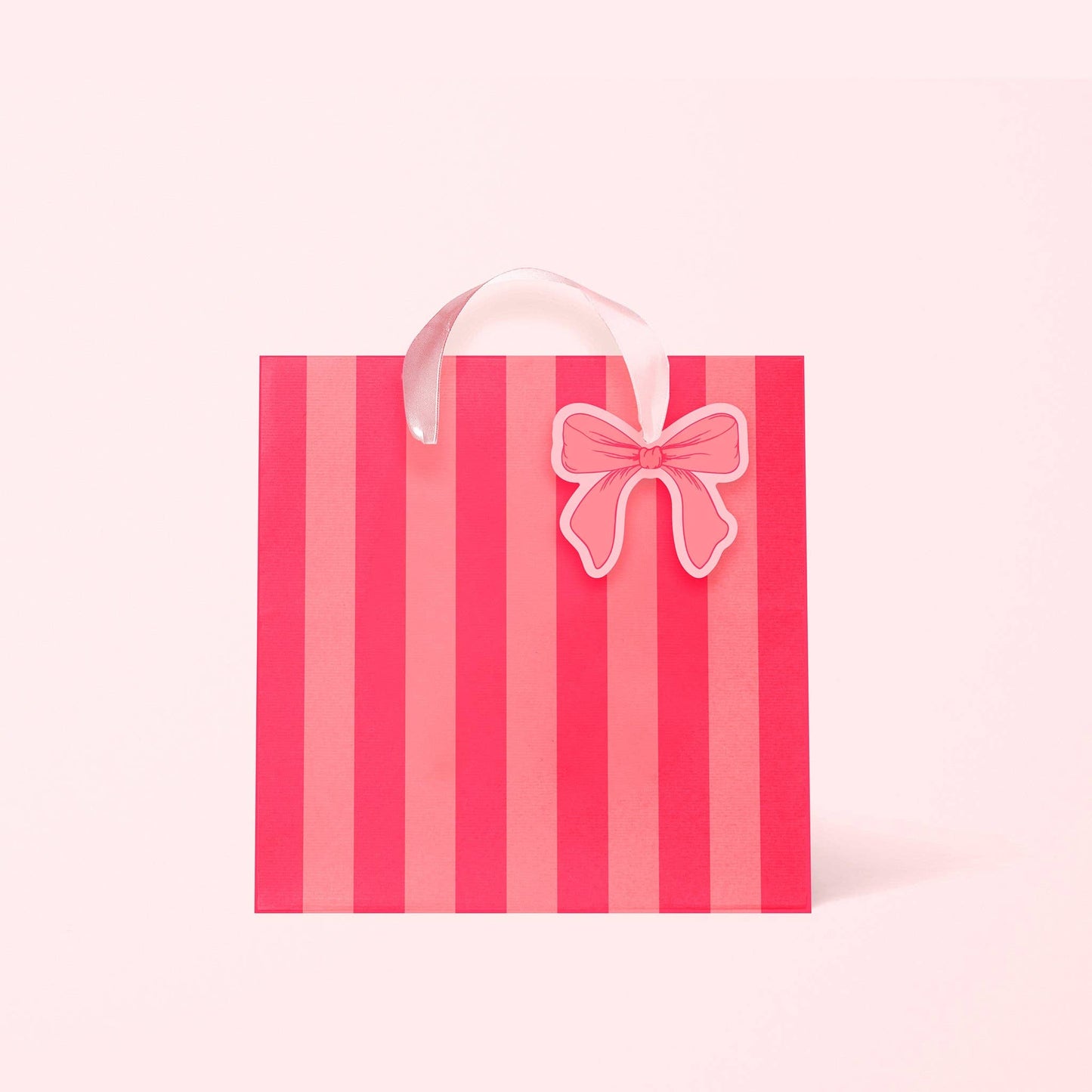 Bow and Stripes Gift Bag | Coral: S