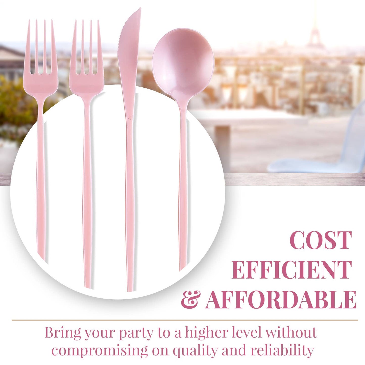 Opulence Disposable Flatware Set for Weddings - 80 PC - Pink