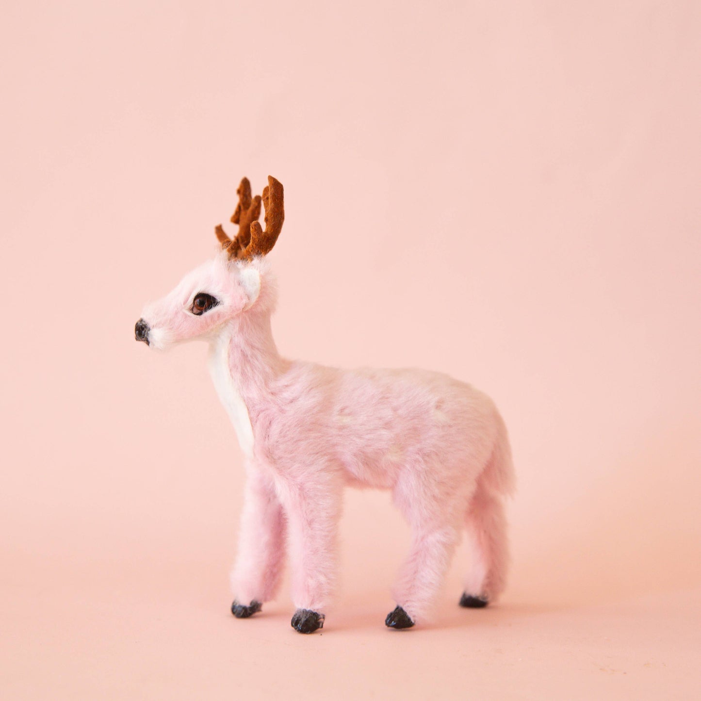 Fur Reindeer Ornament - Pink: Doe