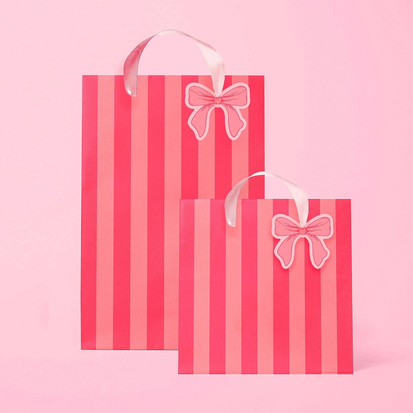 Bow and Stripes Gift Bag | Coral: M