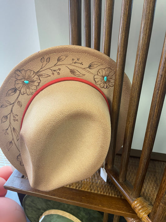 Kids tan hat with red band