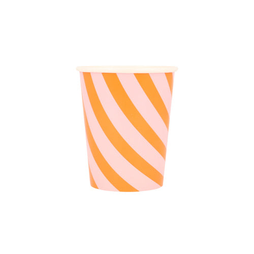 Pink & Orange Stripy Cups