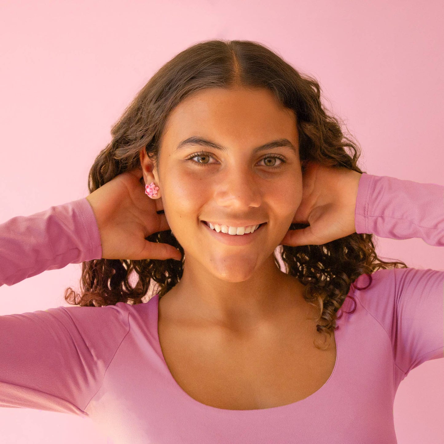 Holiday Bow Earrings | Single | Pink