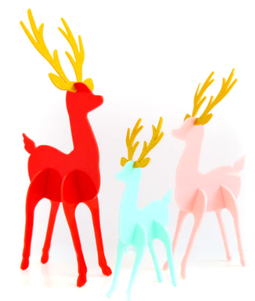 Red and Pink Acrylic Reindeer Set
