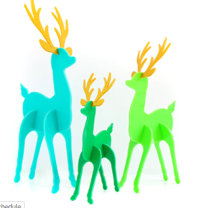 Green and Blue Acrylic Reindeer Set