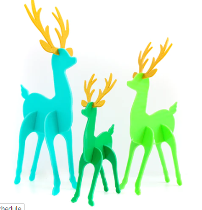 Teal and Green Acrylic Reindeer Christmas Decor