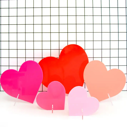 Pink Set of Acrylic Hearts - Customizable with Stickers