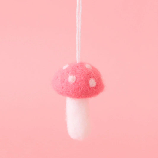 Holiday Mushroom Ornament | Dark Pink