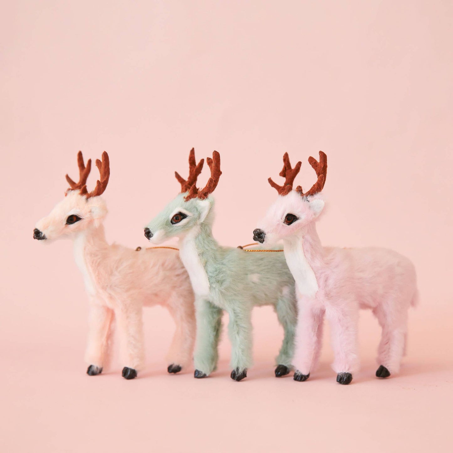 Fur Reindeer Ornament- Peach: Doe
