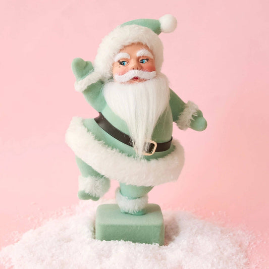 Retro Flocked Dancing Santa | Mint