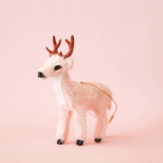 Fur Reindeer Ornament- Peach: Buck