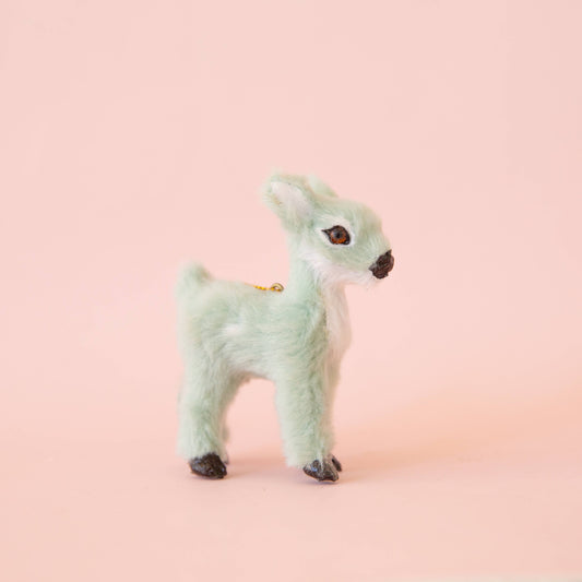 Fur Reindeer Ornament - Mint: Fawn