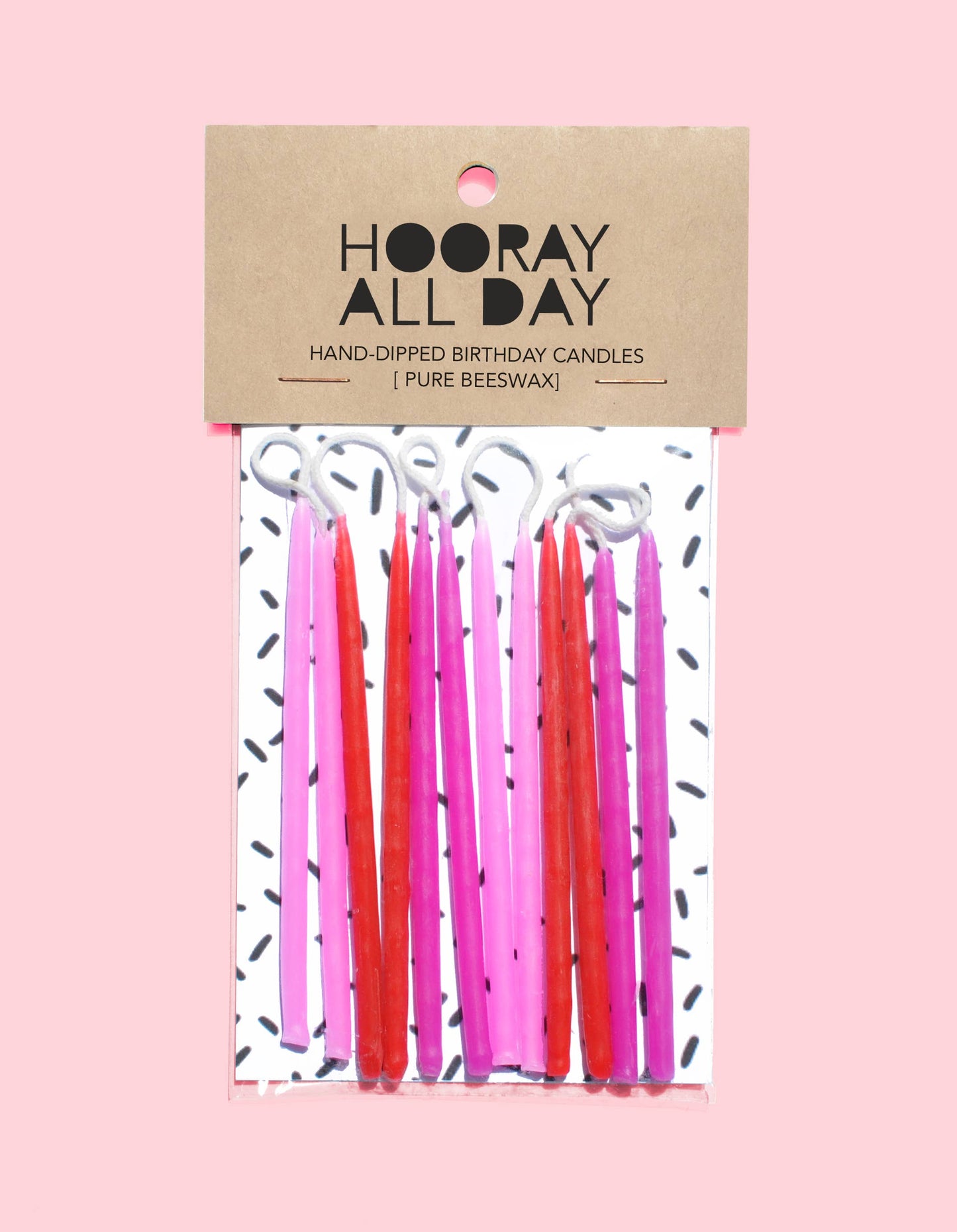 100% Beeswax Hand-Dipped Birthday Candles - Pink
