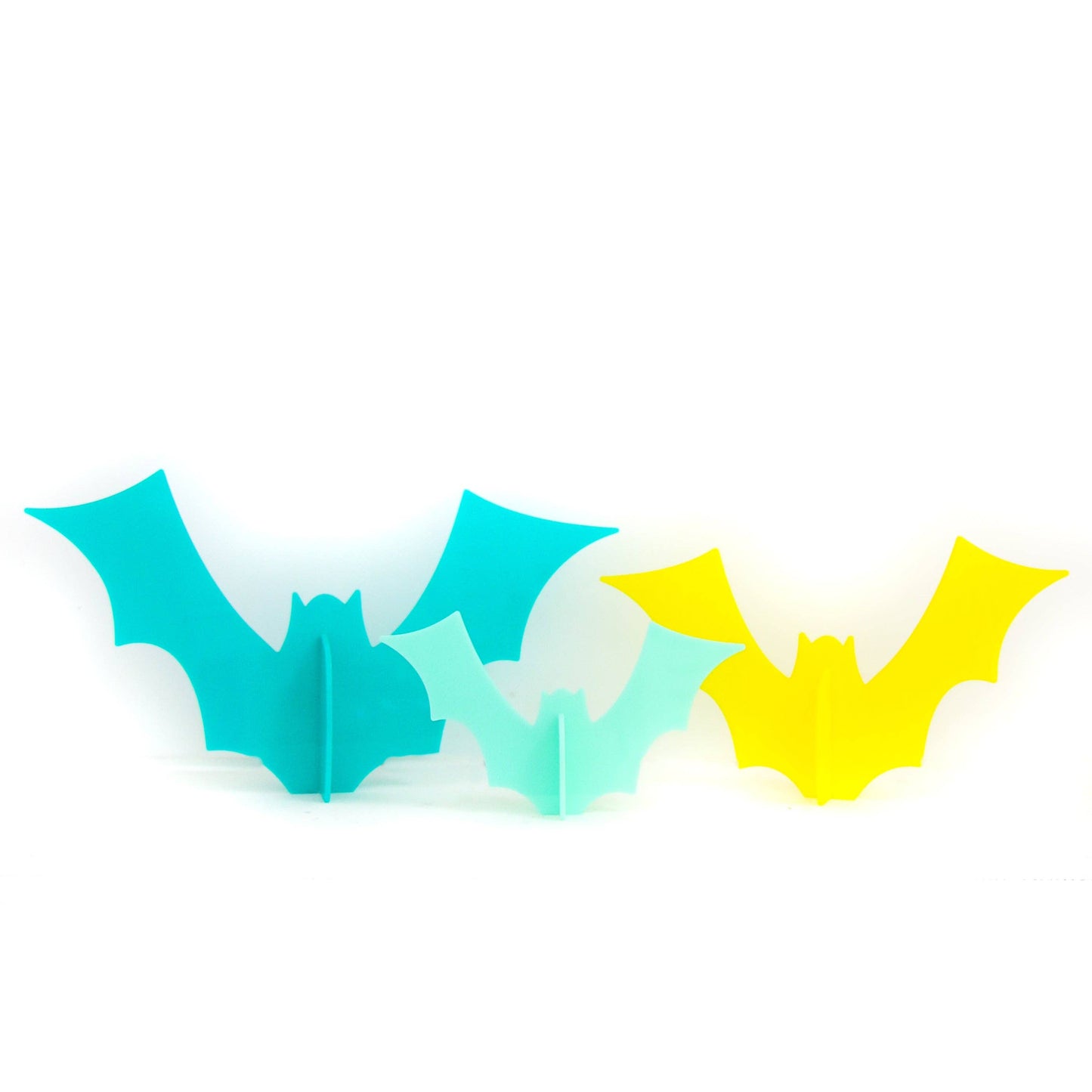 Turquoise and Lemon Acrylic bat set of 3
