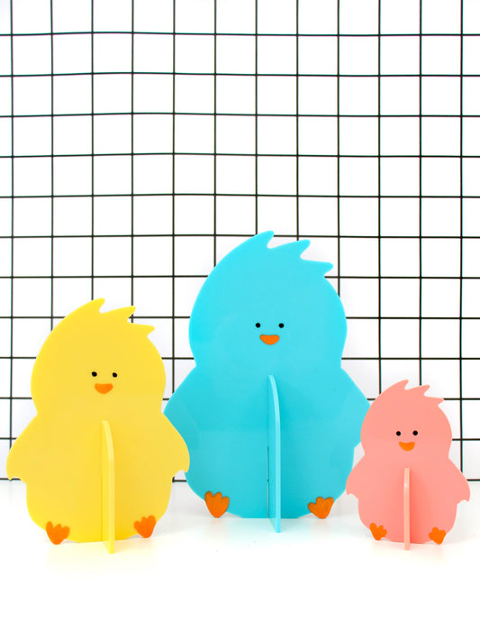 Turquoise, Coral, and Yellow Acrylic Easter Chicks