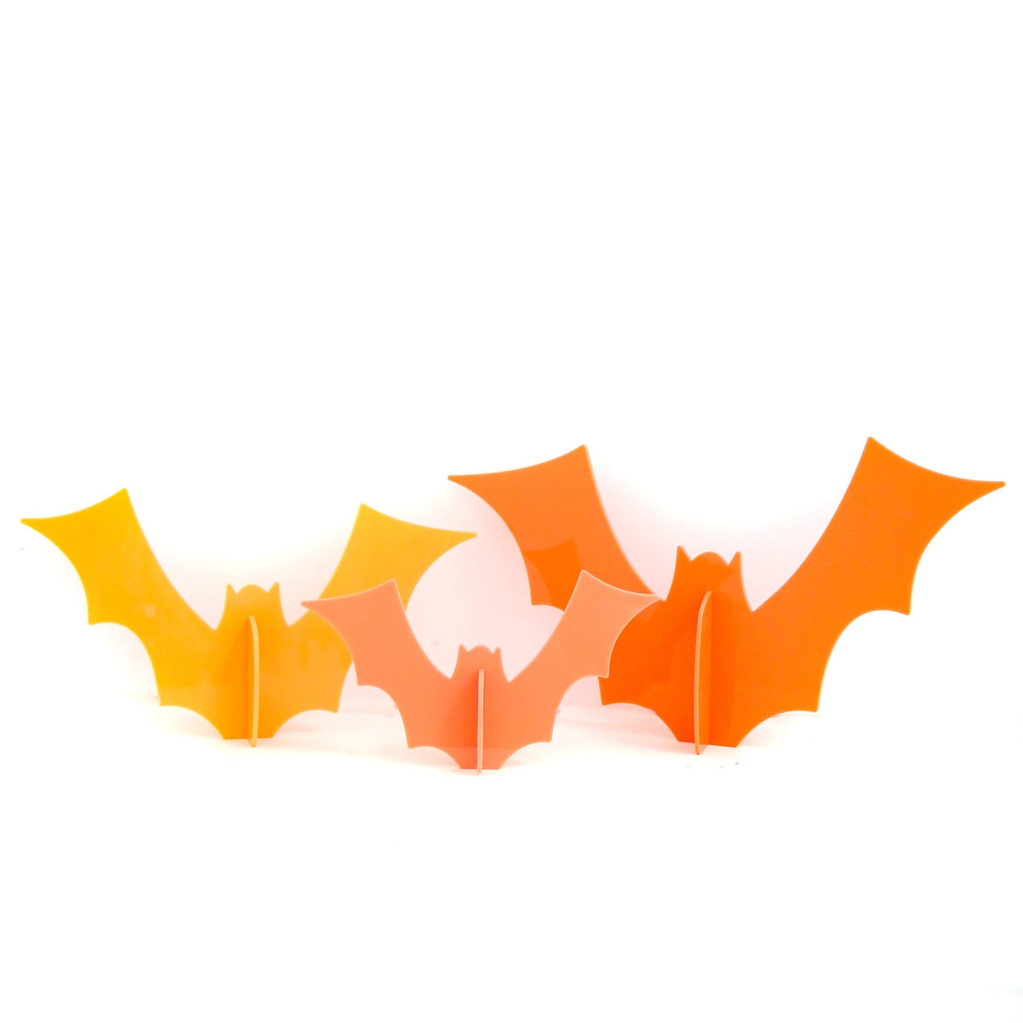 Coral and Orange Acrylic bat set of 3