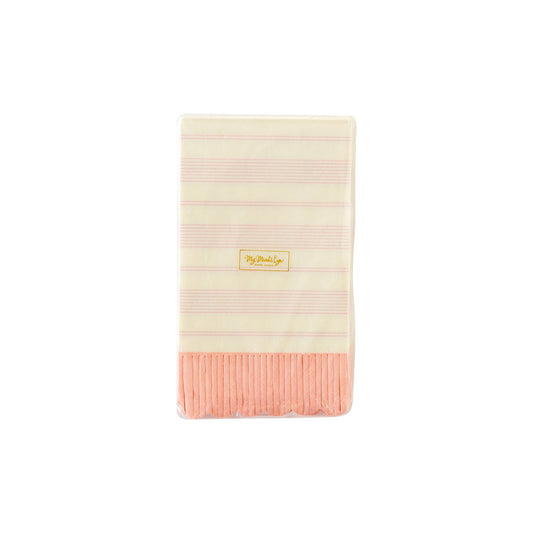 Pink Striped Fringed Guest Napkin
