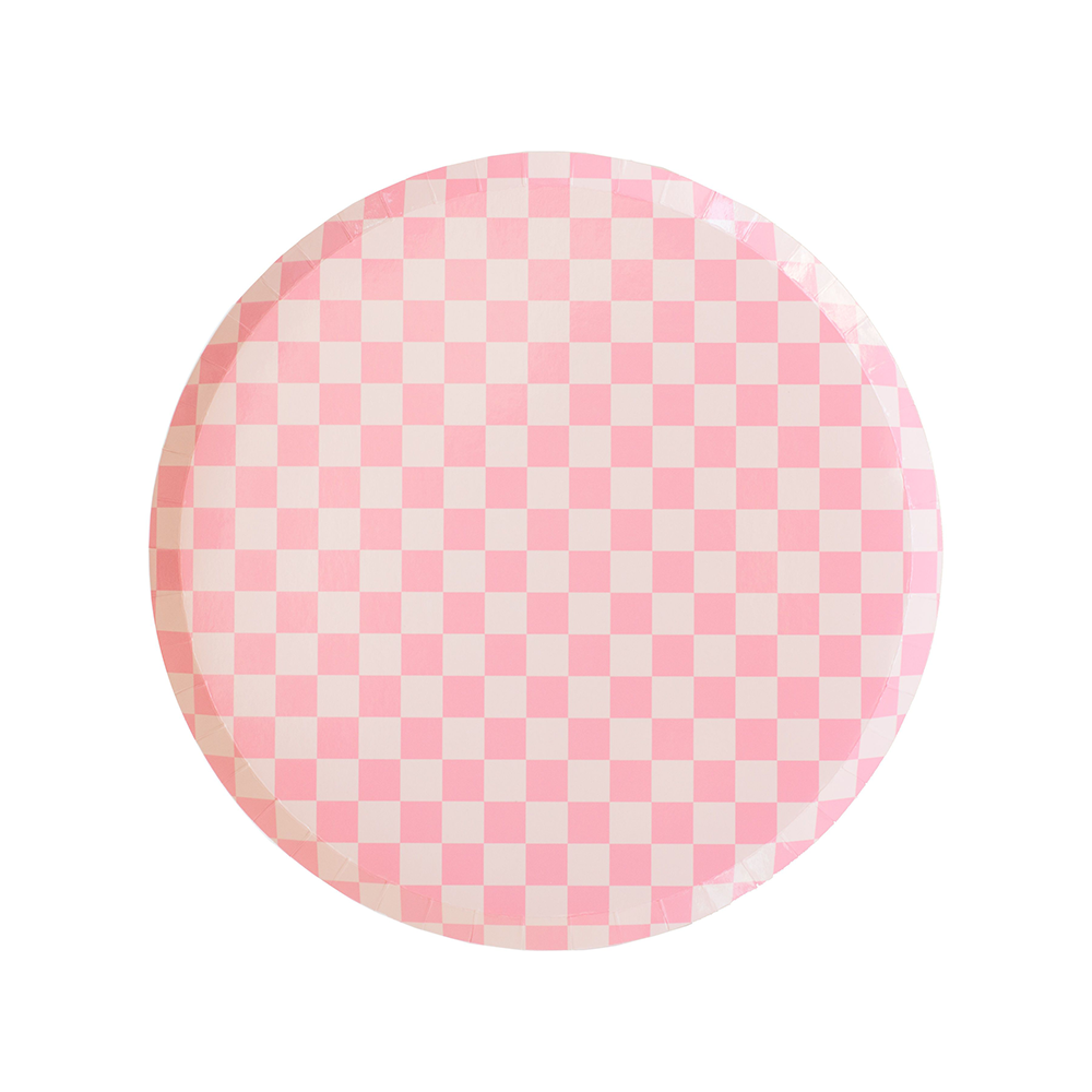 Check It! Tickle Me Pink Plates - 2 Size Options - 8 Pk.